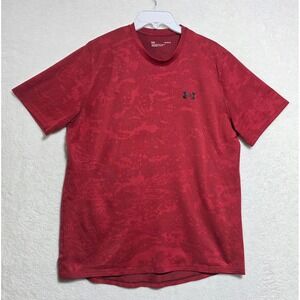 Under Armour Men's Red Digital Camo HeatGear Loose Fit Training Shirt Large